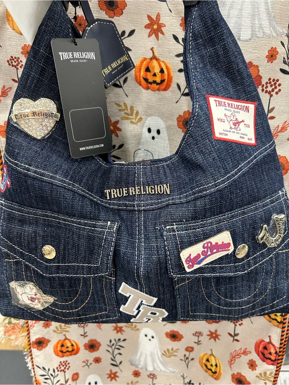 True Religion Blue Denim Bag Purse Satchel